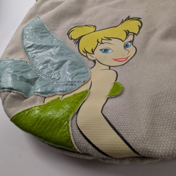 Disney Tinkerbell Shoulder Bag Purse Tote Fab Starpoint New York Canvas Brown - Picture 5 of 15